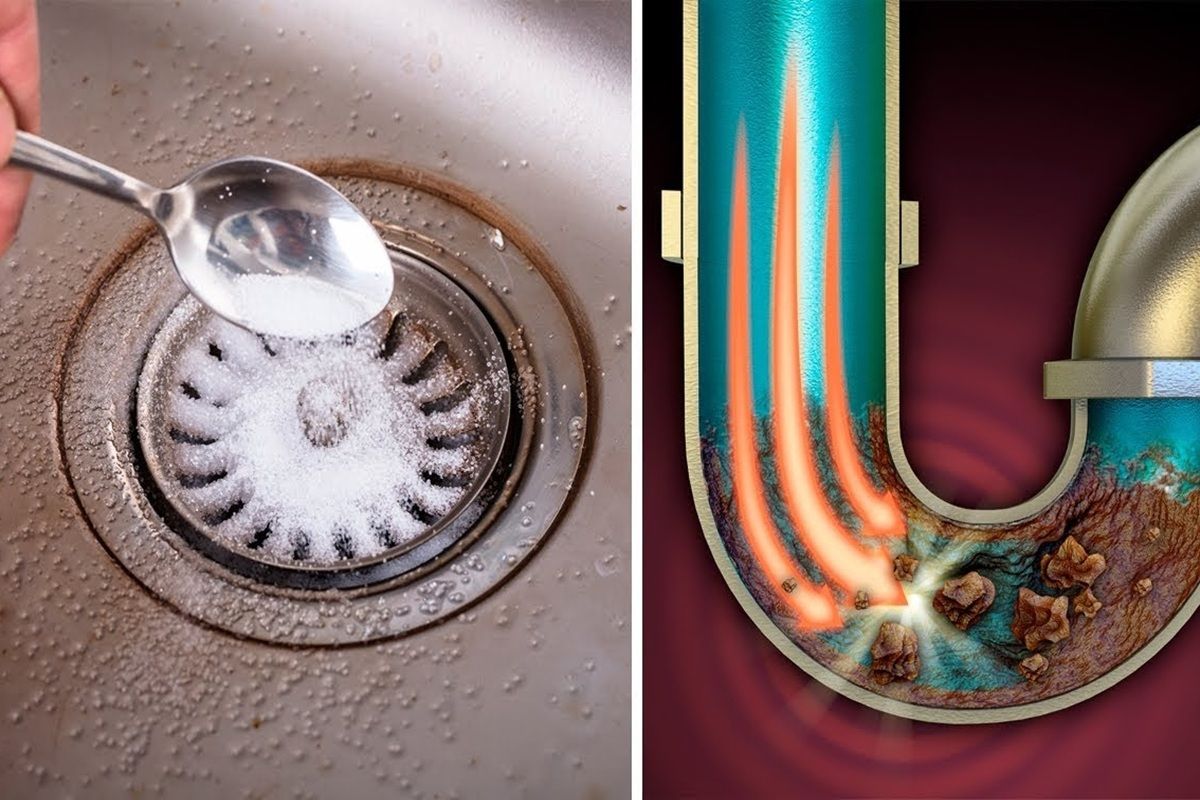 echa sal en el desagüe del fregadero