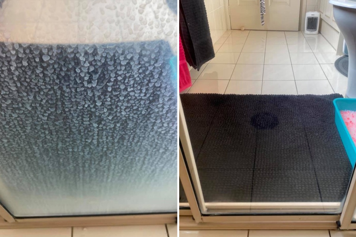 manchas de cal de la cabina de ducha.