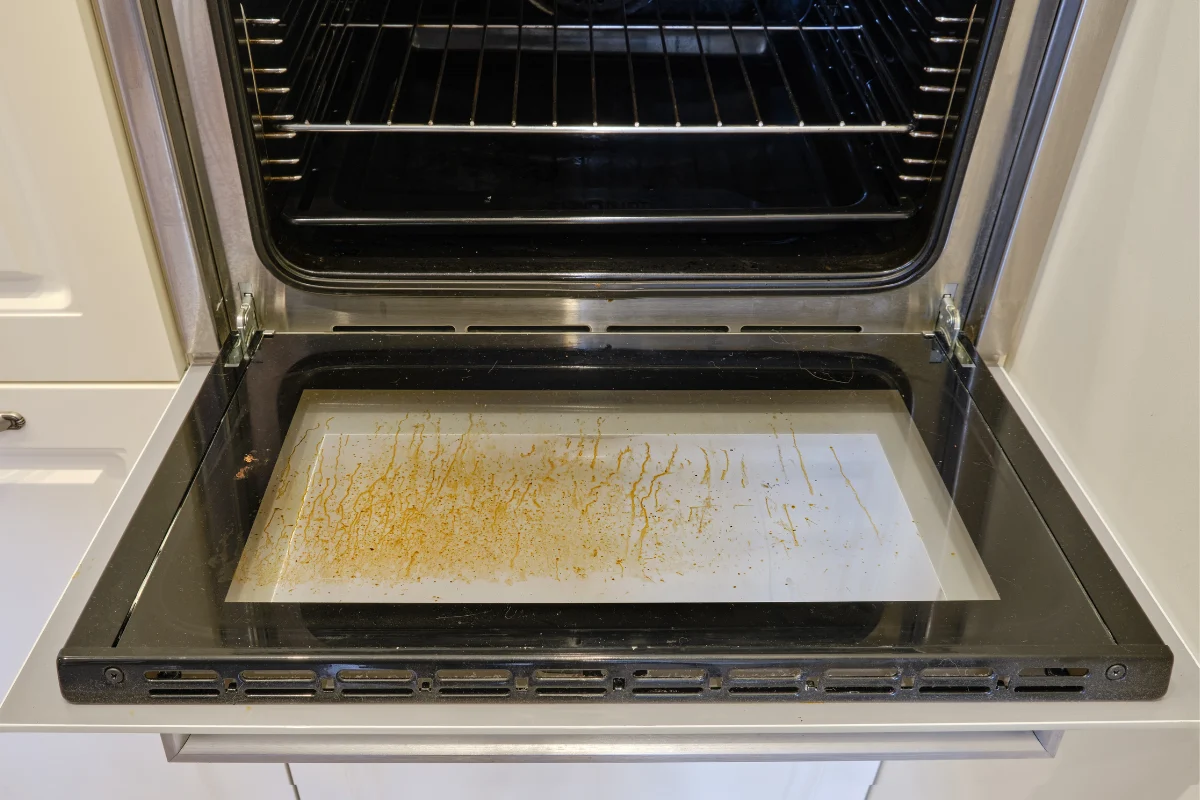 las manchas en las puertas del horno